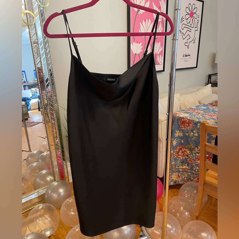 Missguided black cowl neck dress with adjustable straps